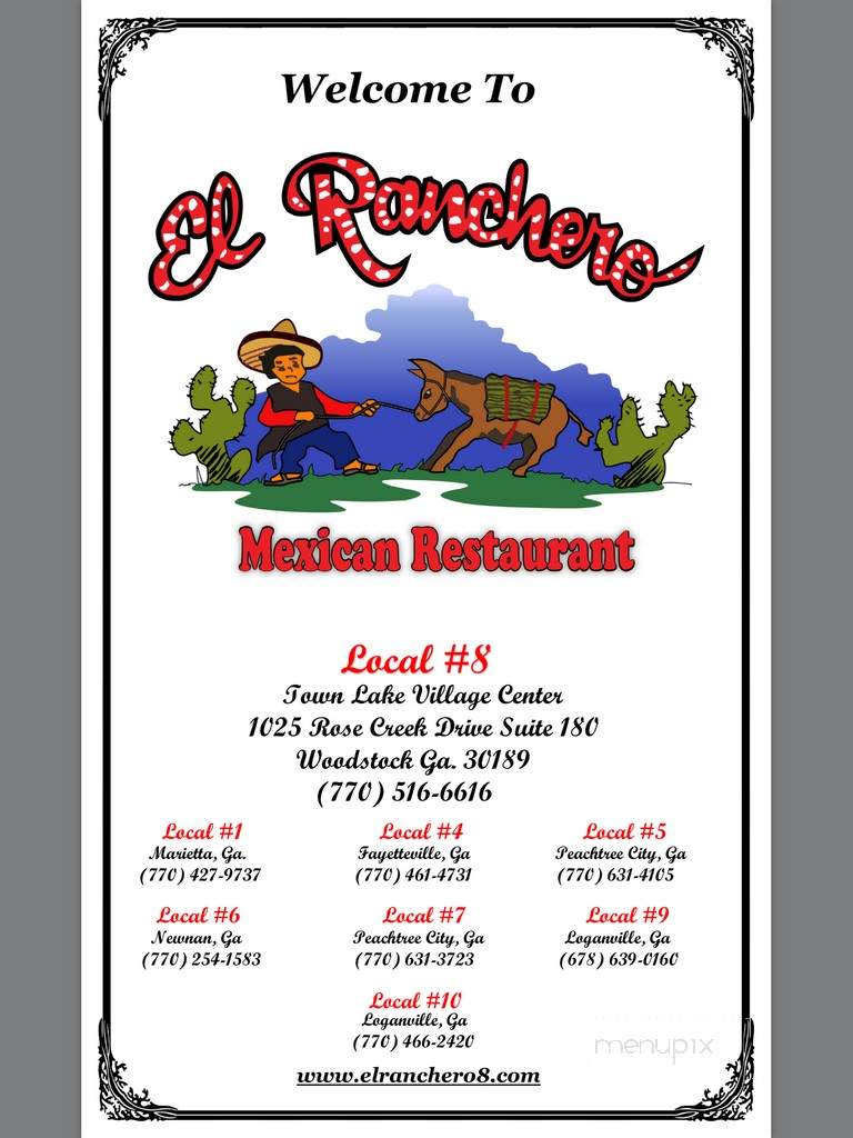 El Ranchero Mexican Restaurant - Woodstock, GA menu_pic