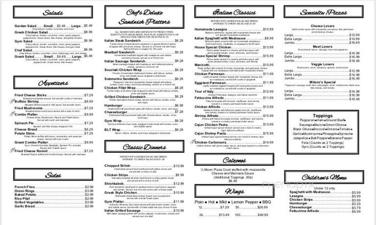 Milano's - Lagrange, GA menu_pic