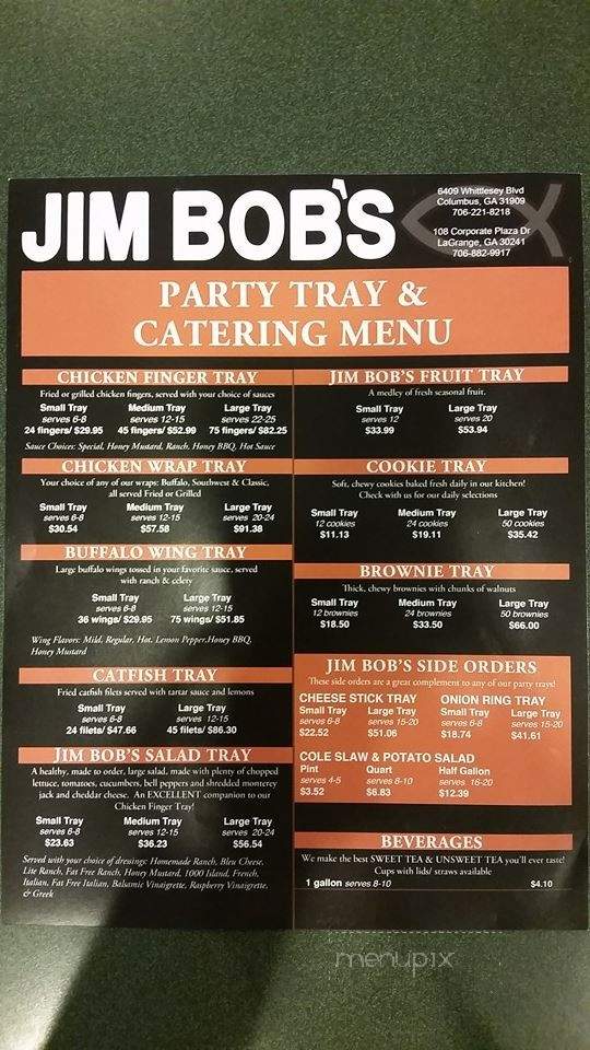 Jim Bob's Chicken Fingers - Lagrange, GA menu_pic