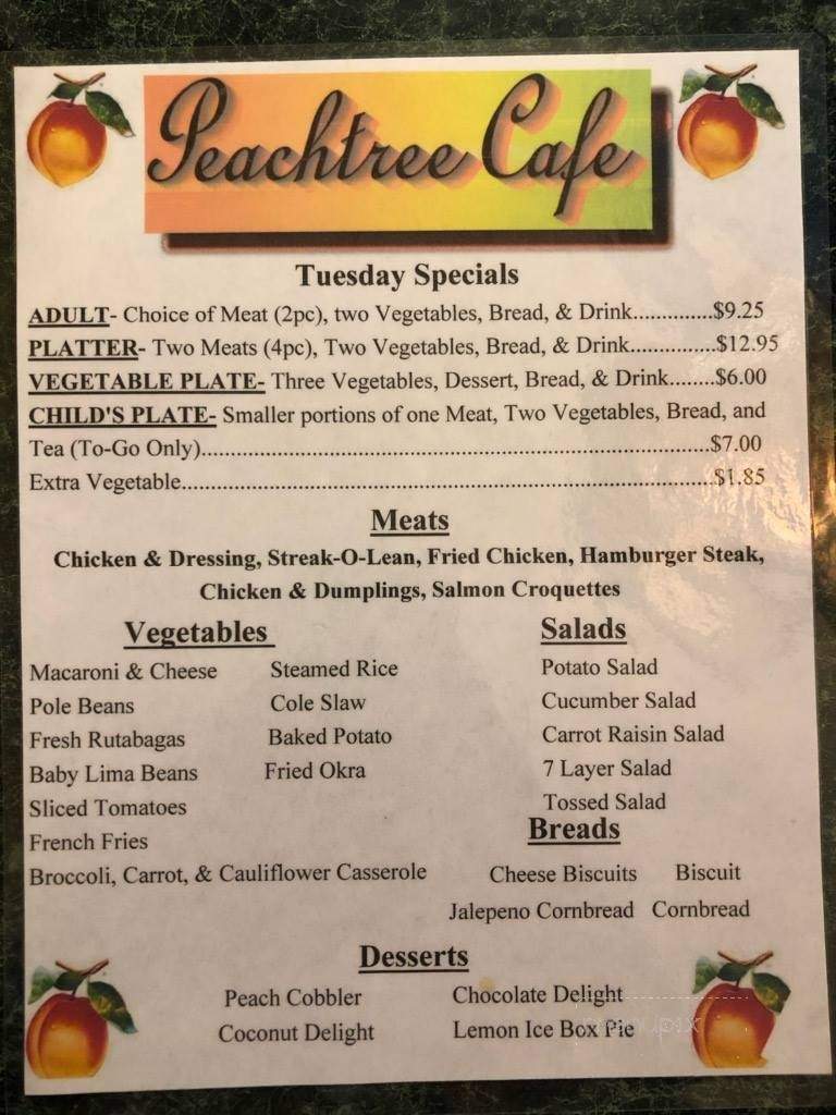 Peachtree Cafe - Thomaston, GA menu_pic