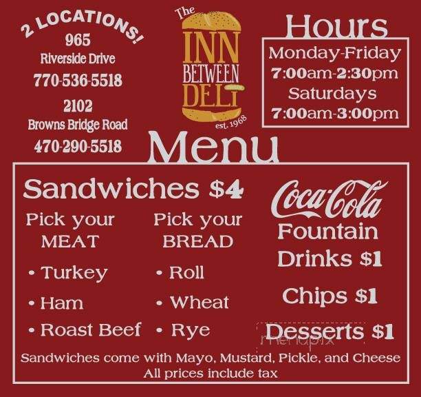 Inn Between - Gainesville, GA menu_pic