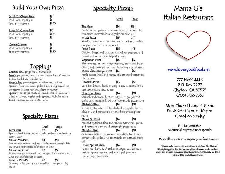 Mama G's Italian Restaurant - Clayton, GA