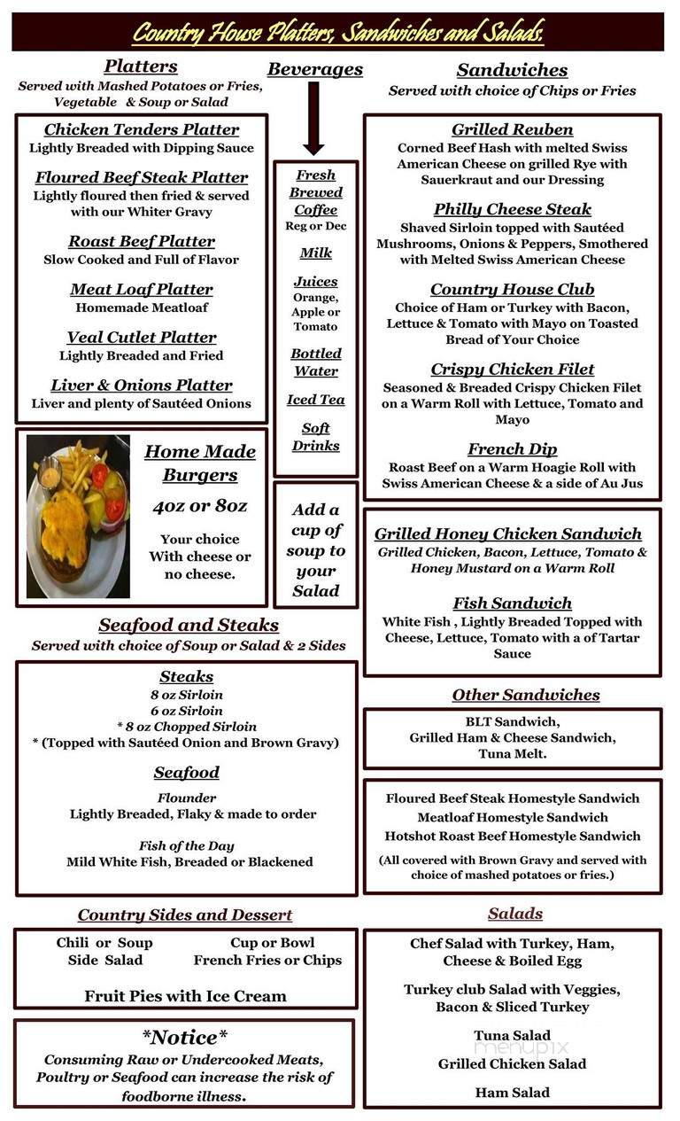 Country House Restaurant - Clermont, GA menu_pic