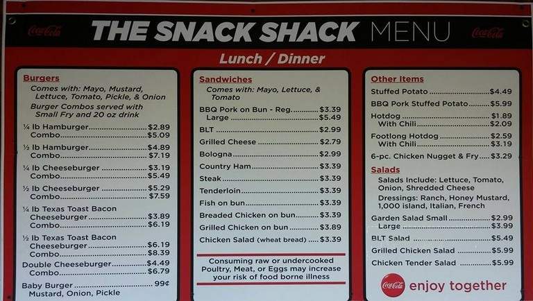 The Snack Shack - Jefferson, GA menu_pic