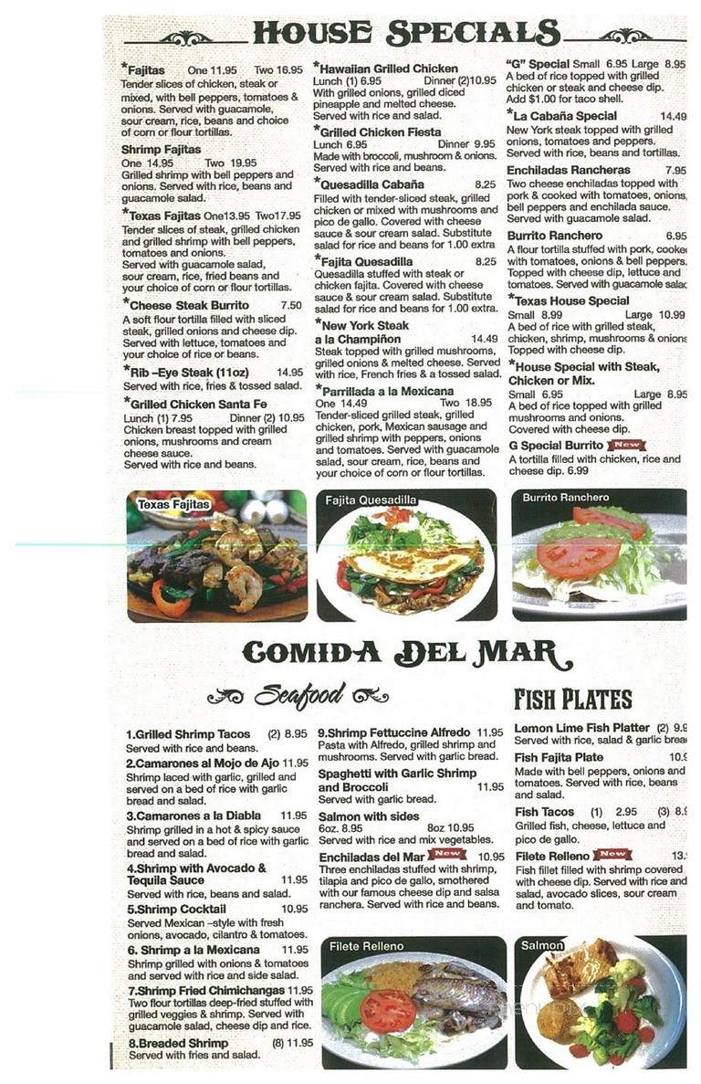 La Cabana Mexican Restaurant - Lavonia, GA menu_pic