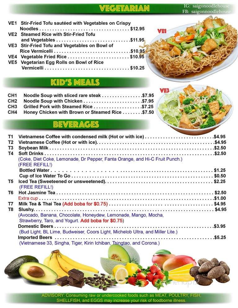 Saigon Noodle House - Bonaire, GA menu_pic
