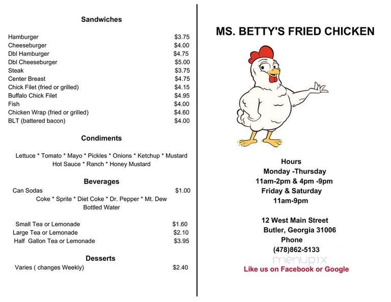 Ms Betty's Fried Chicken - Butler, GA