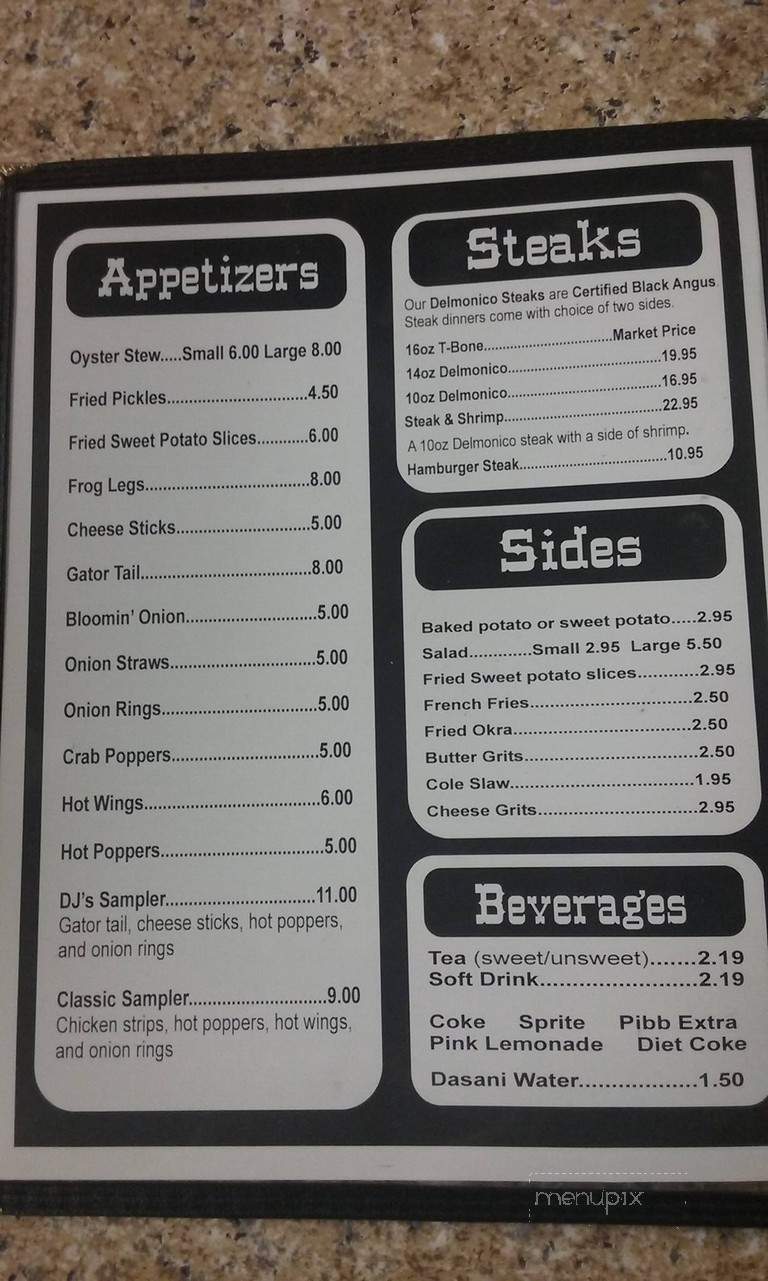 D J's Steak & Seafood - Ambrose, GA menu_pic