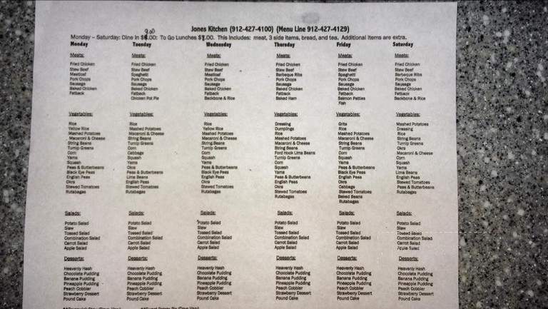 Jones Kitchen - Jesup, GA menu_pic