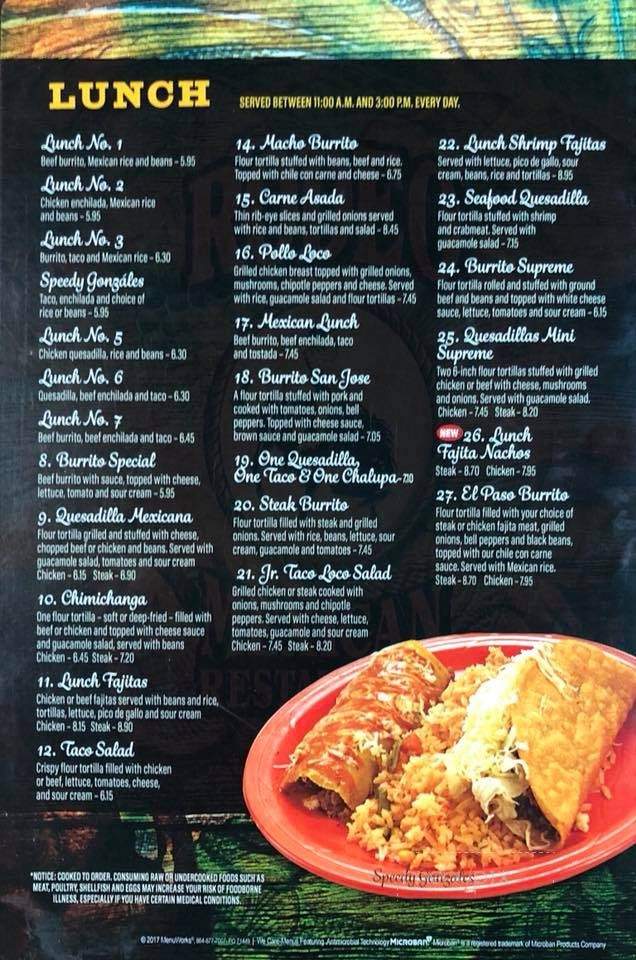 Rodeo Mexican Restaurant - Lake Park, GA menu_pic