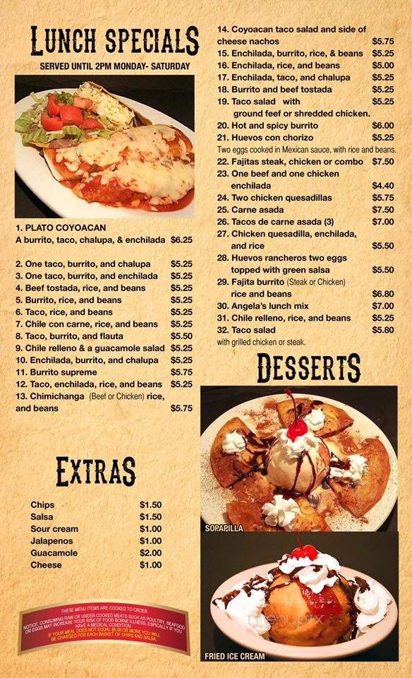 Coyoacan Mexican Restaurant - Quitman, GA menu_pic