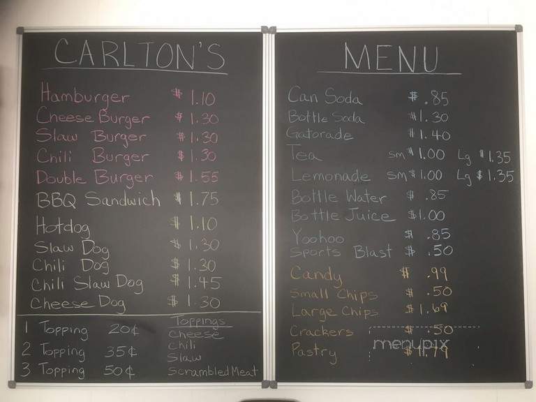 Carlton's Hamburgers & Hotdogs - Sylvester, GA menu_pic