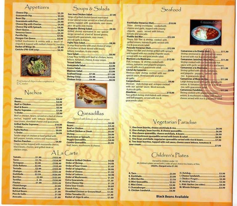 El Caza Dor - Tifton, GA menu_pic