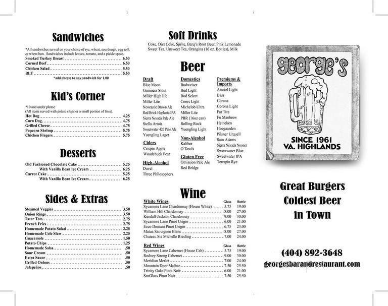 George's Restaurant & Bar - Atlanta, GA menu_pic