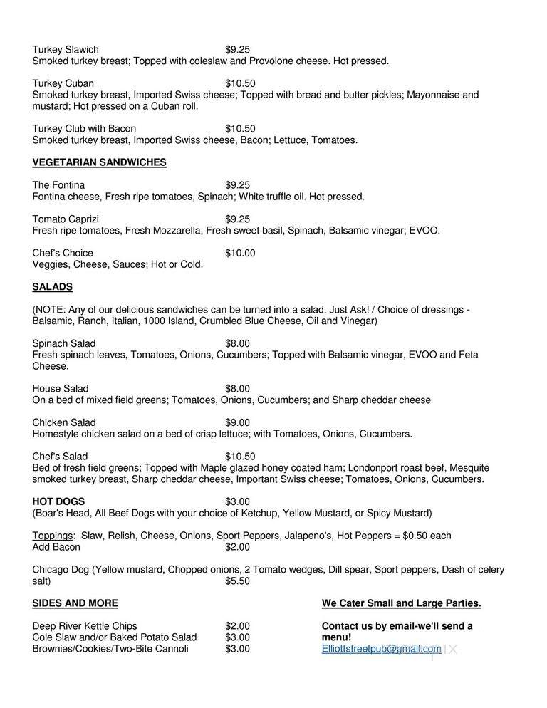 Elliott Street Deli & Pub - Atlanta, GA menu_pic