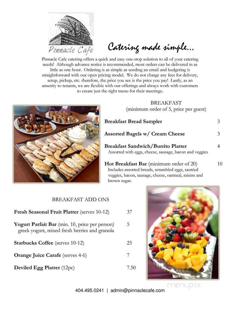 Pinnacle Cafe - Atlanta, GA menu_pic