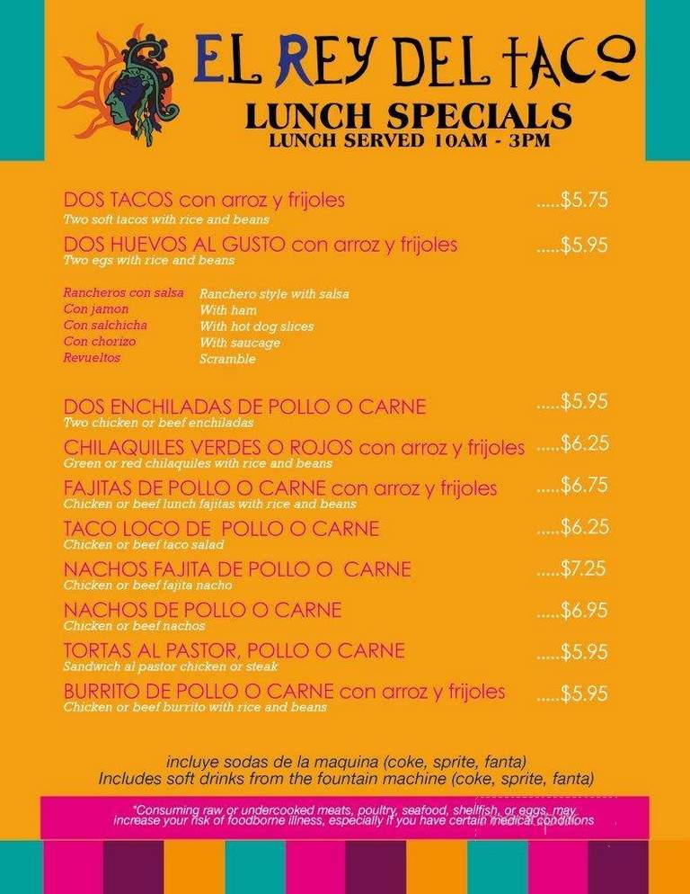 El Rey De Todos Mexican Restaurant - Atlanta, GA menu_pic