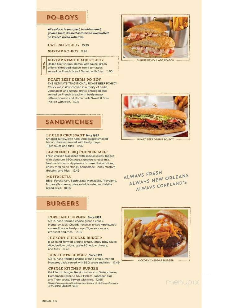 Copeland's Of New Orleans - Atlanta, GA menu_pic