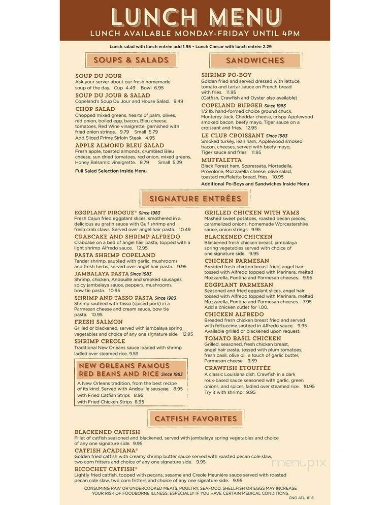 Copeland's Of New Orleans - Atlanta, GA menu_pic