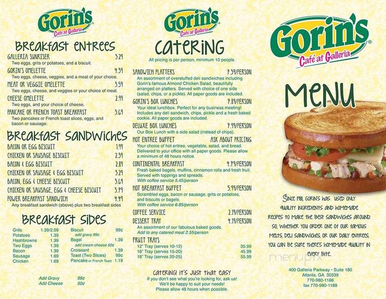 Gorin's Galleria - Atlanta, GA menu_pic
