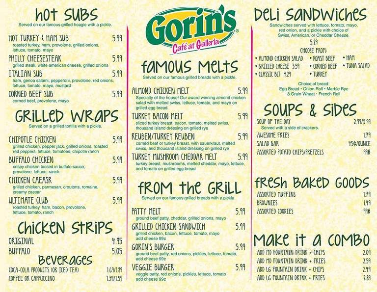 Gorin's Galleria - Atlanta, GA menu_pic
