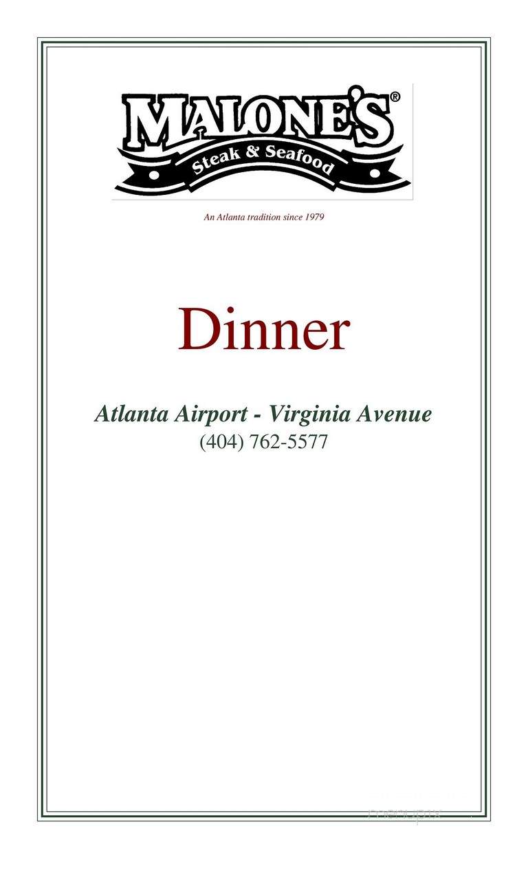 Malone's Bar & Grill - East Point, GA menu_pic