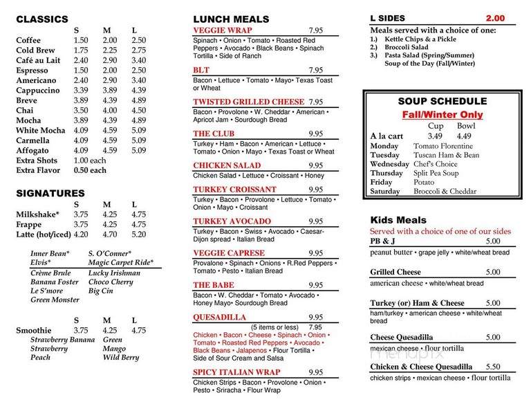 Inner Bean - Augusta, GA menu_pic