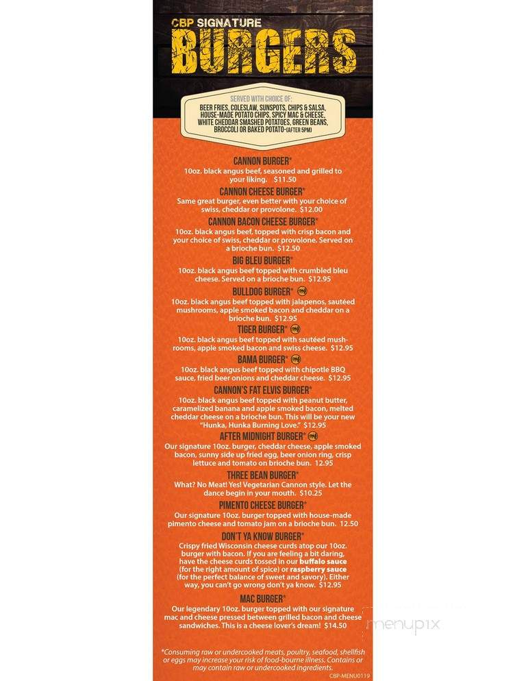 Cannon Brewpub - Columbus, GA menu_pic
