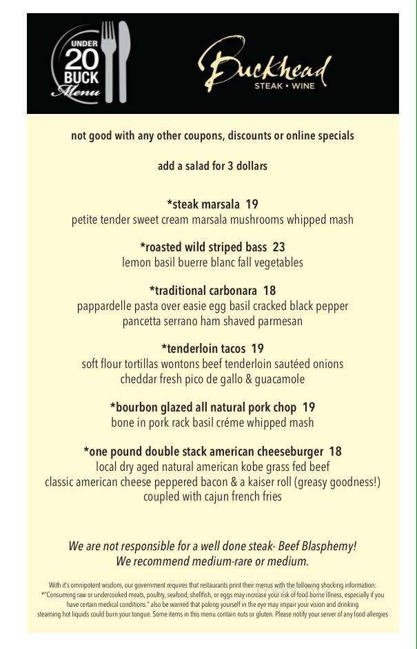 Buckhead Grill & Bar - Columbus, GA menu_pic