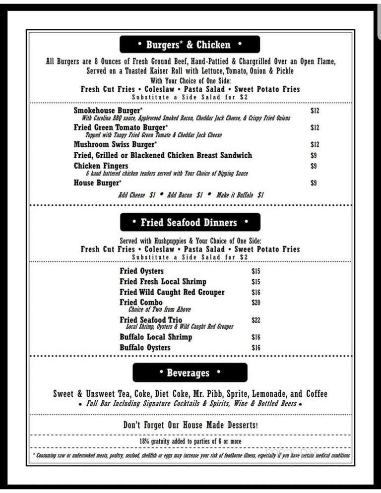 Sundae Cafe - Tybee Island, GA menu_pic