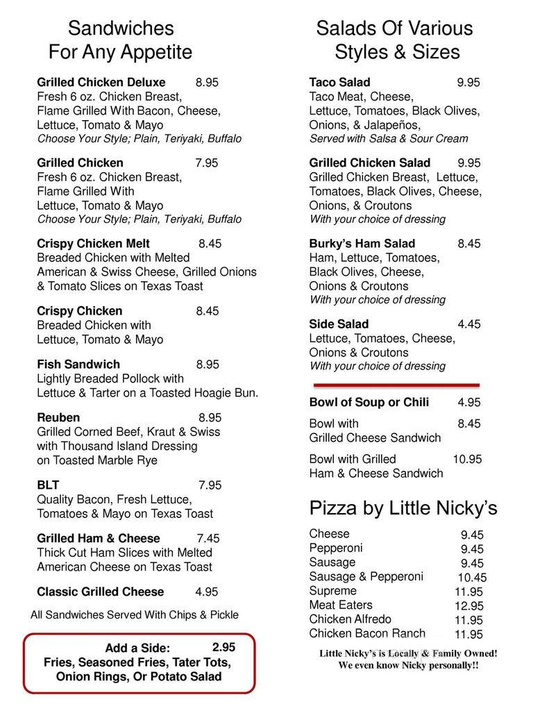Burkys - Cologne, MN menu_pic