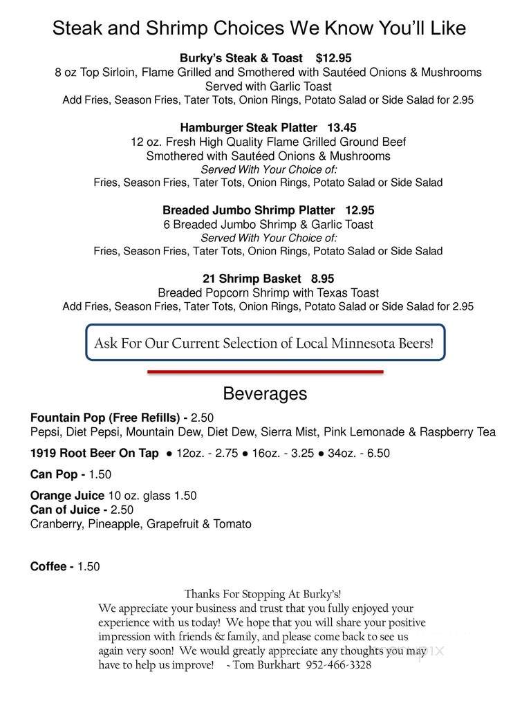 Burkys - Cologne, MN menu_pic
