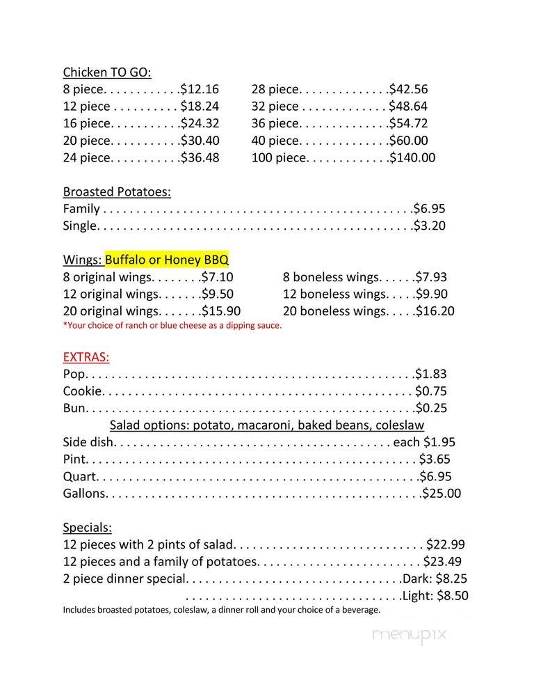 Chicken Connection - Marshall, MN menu_pic