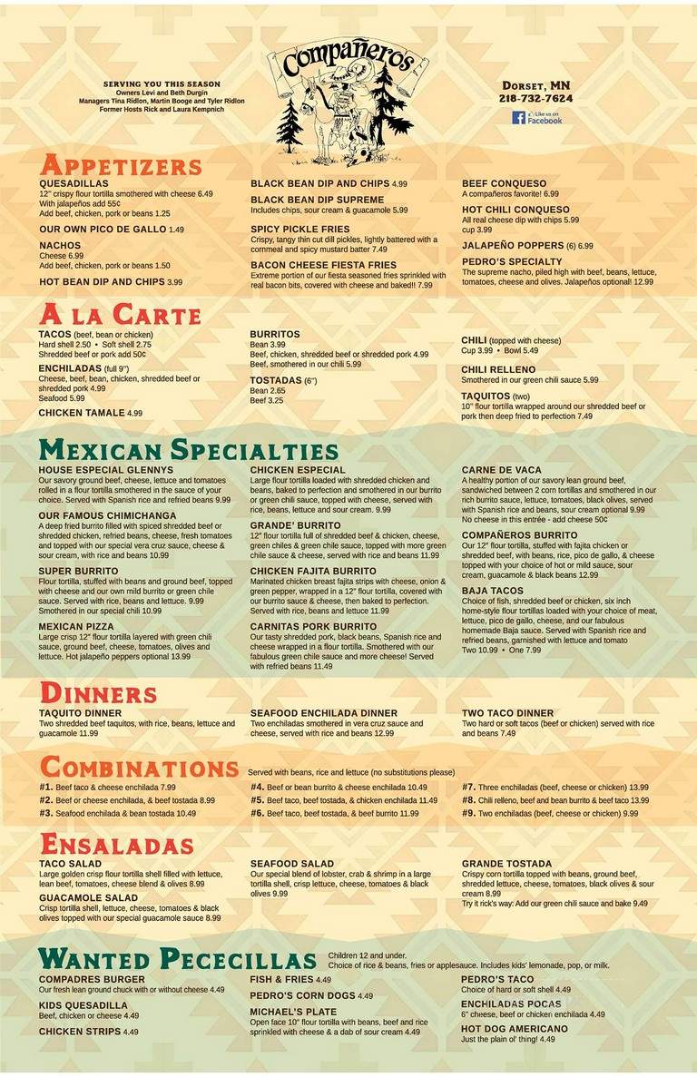 Companeros Mexican Restaurant - Park Rapids, MN menu_pic