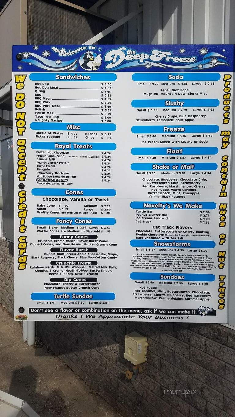 Deep Freeze - New London, MN menu_pic