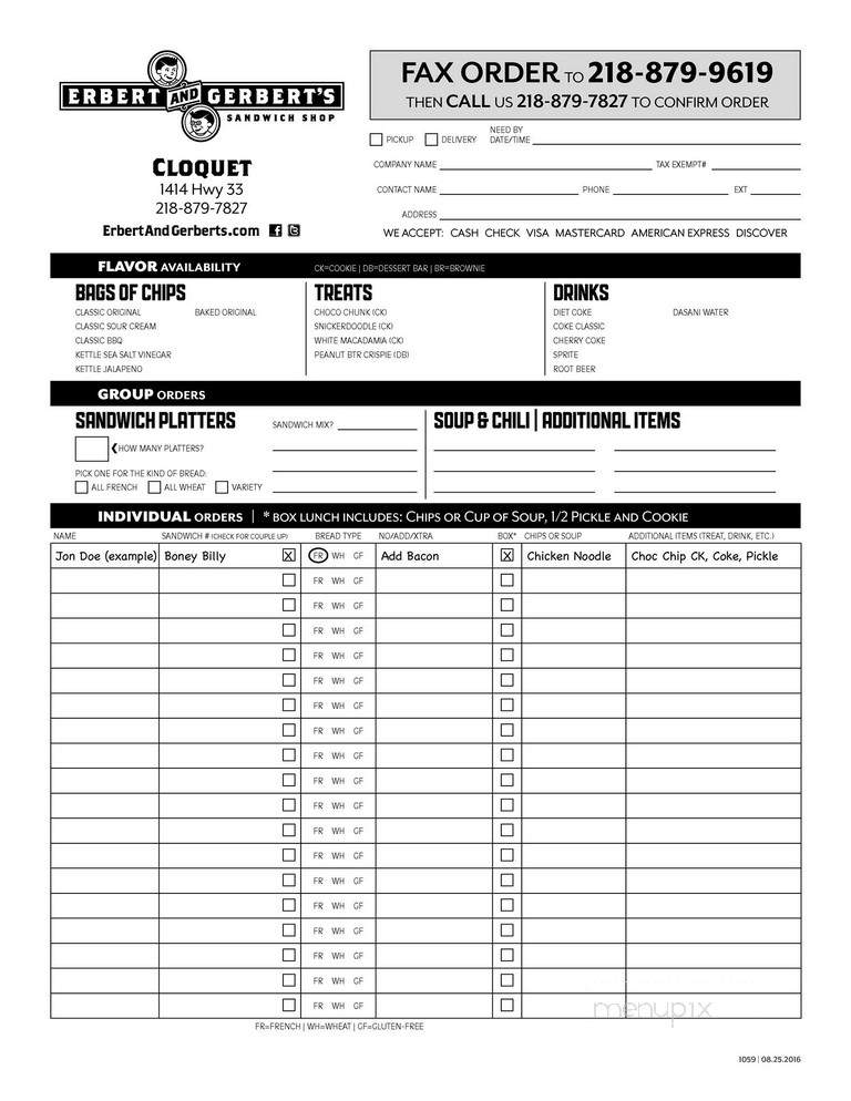 Erbert & Gerberts - Cloquet, MN menu_pic