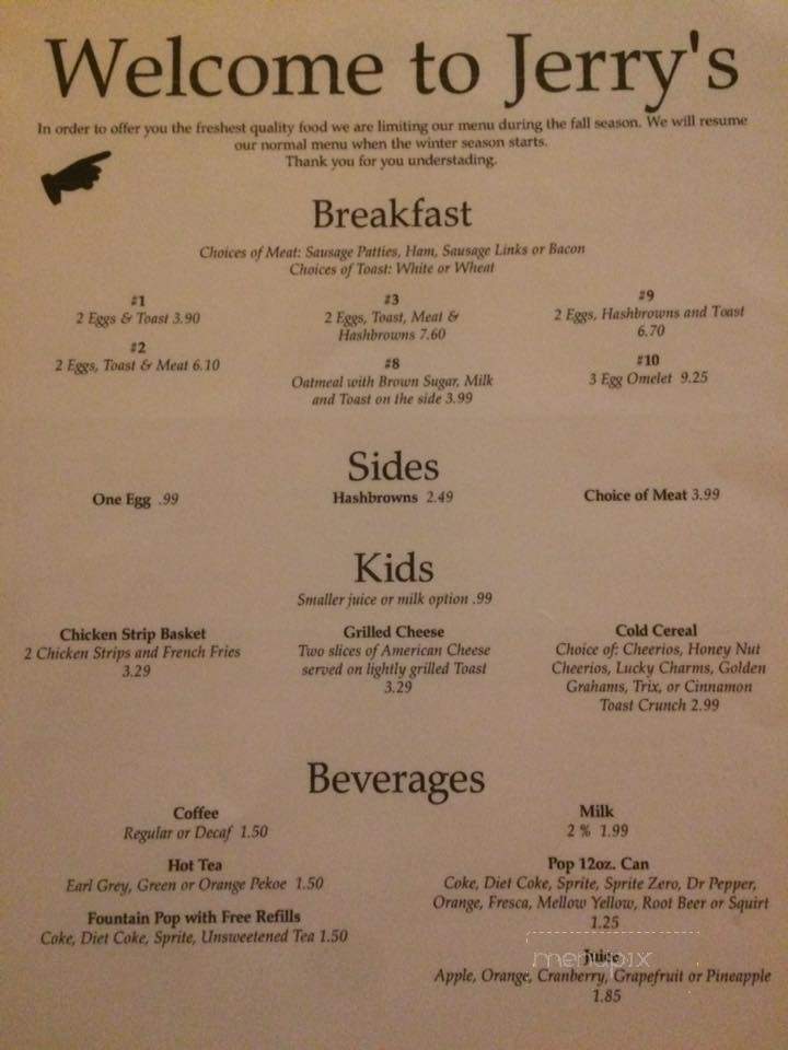 Jerry's Restaurant & Lounge - Angle Inlet, MN menu_pic