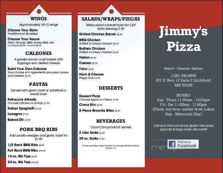 Jimmy's Pizza - Sleepy Eye, MN menu_pic