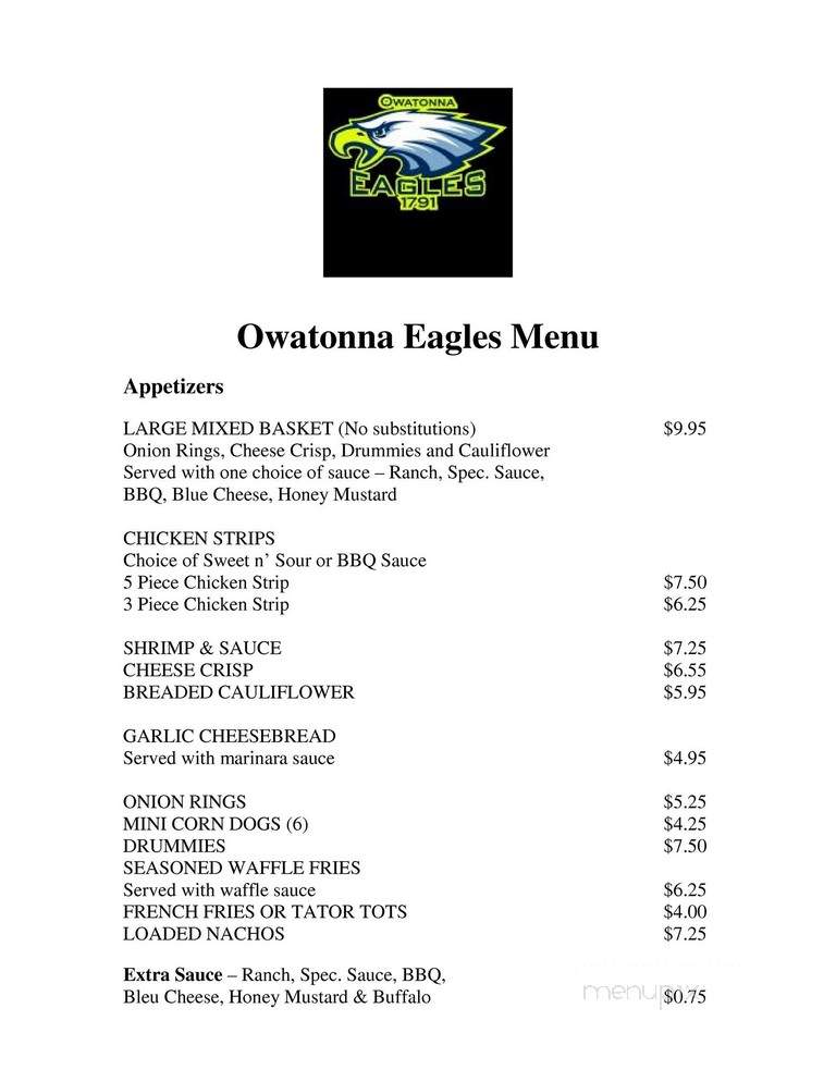 Owatonna Eagles - Owatonna, MN menu_pic