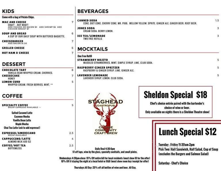 Staghead - Red Wing, MN menu_pic