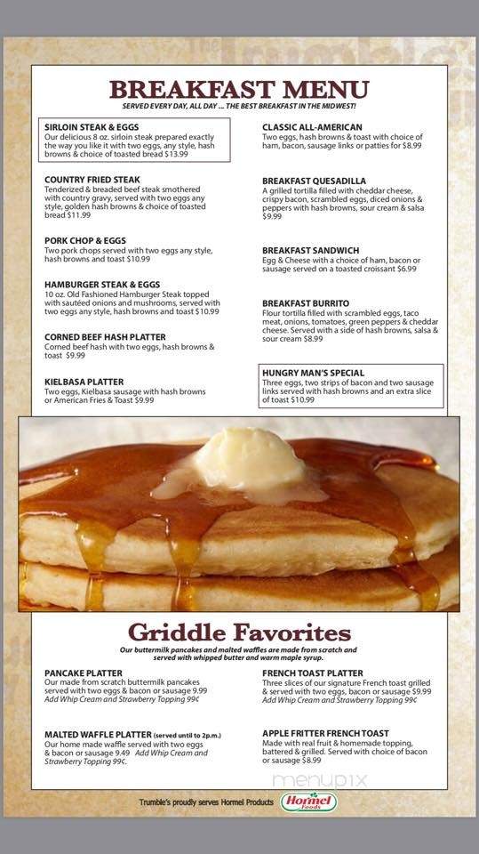 Trumble's Restaurant - Albert Lea, MN menu_pic