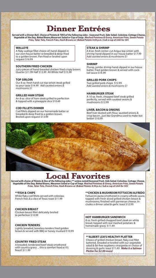 Trumble's Restaurant - Albert Lea, MN menu_pic
