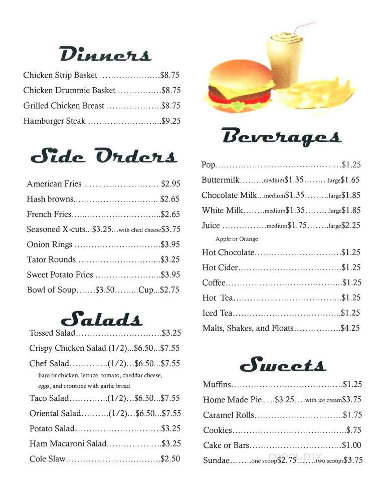 Twins Rockin 50's Cafe - Greenbush, MN menu_pic