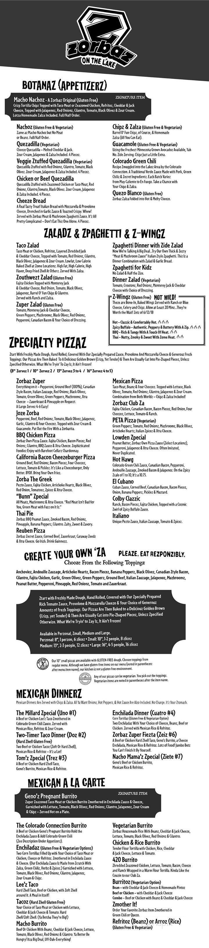 Zorbaz Mexican & Pizza Joint - Perham, MN menu_pic