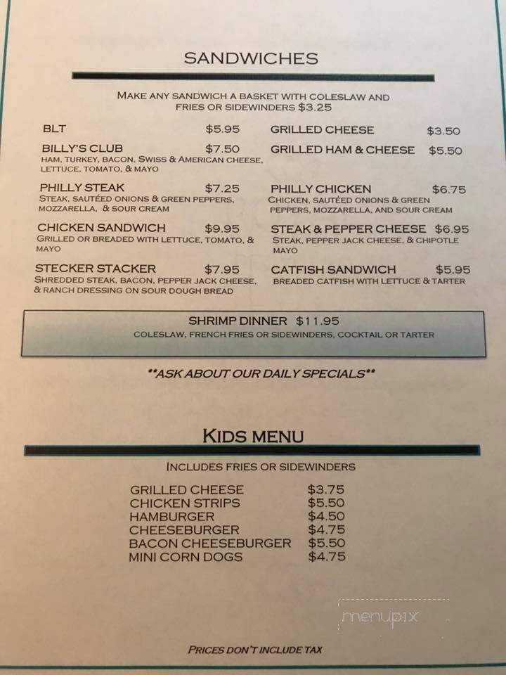 Billy's Cafe - Buhl, MN menu_pic