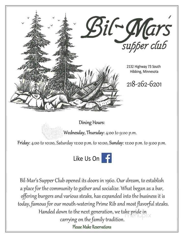 Bil-Mars Supper Club - Hibbing, MN menu_pic
