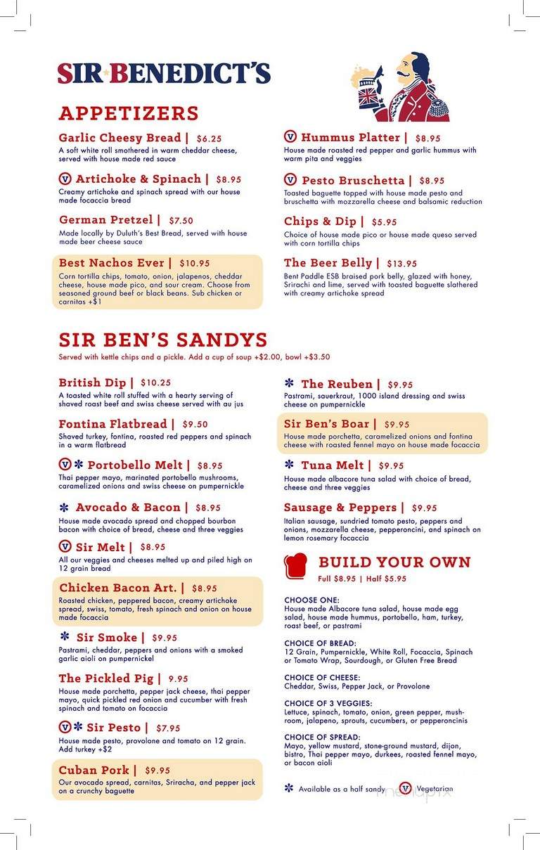 Sir Benedict's Tavern - Duluth, MN menu_pic