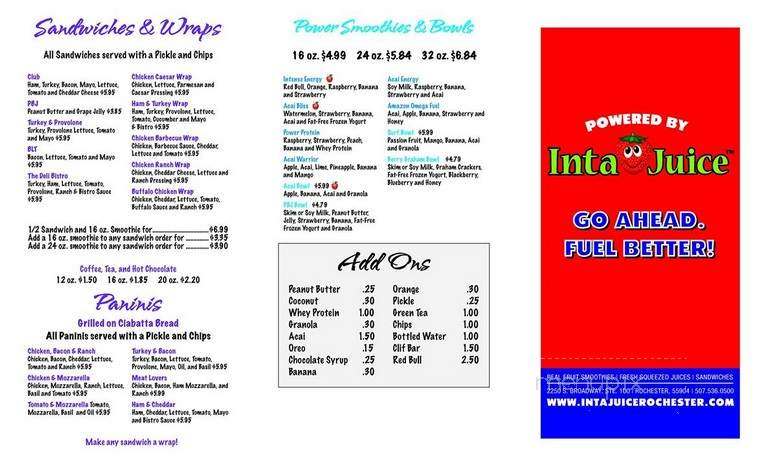 Inta Juice - Rochester, MN menu_pic