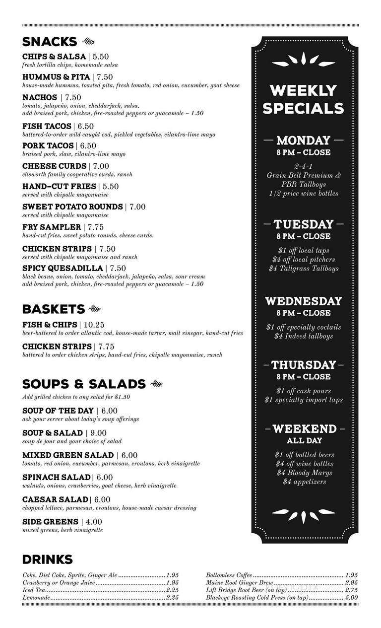 Acadia Cafe - Minneapolis, MN menu_pic