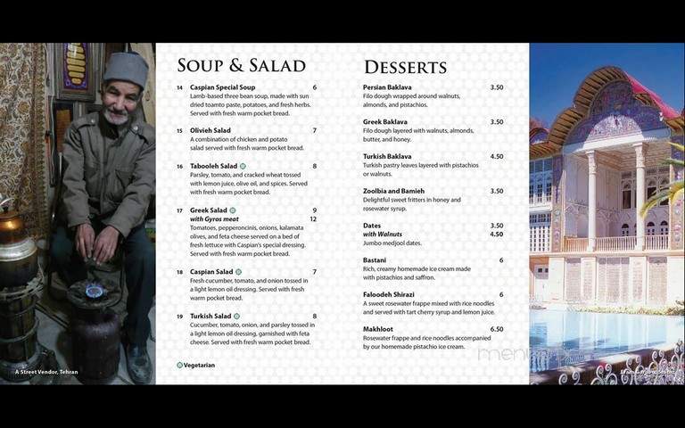 Caspian Bistro Restaurant - Minneapolis, MN menu_pic